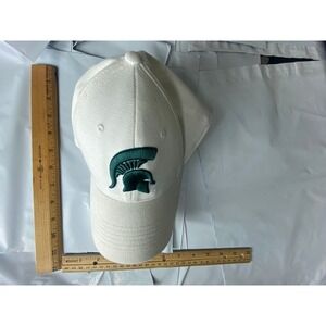 White Baseball Cap with Green Viking Ship Logo Adjustable Strap